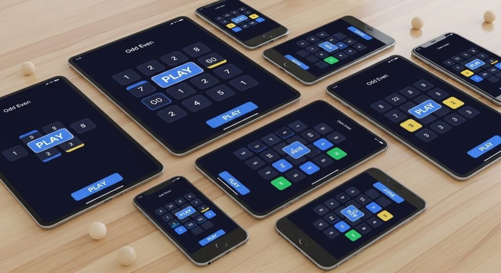 다양한 모바일 기기에서 완벽하게 작동하는 반응형 홀짝 게임 화면