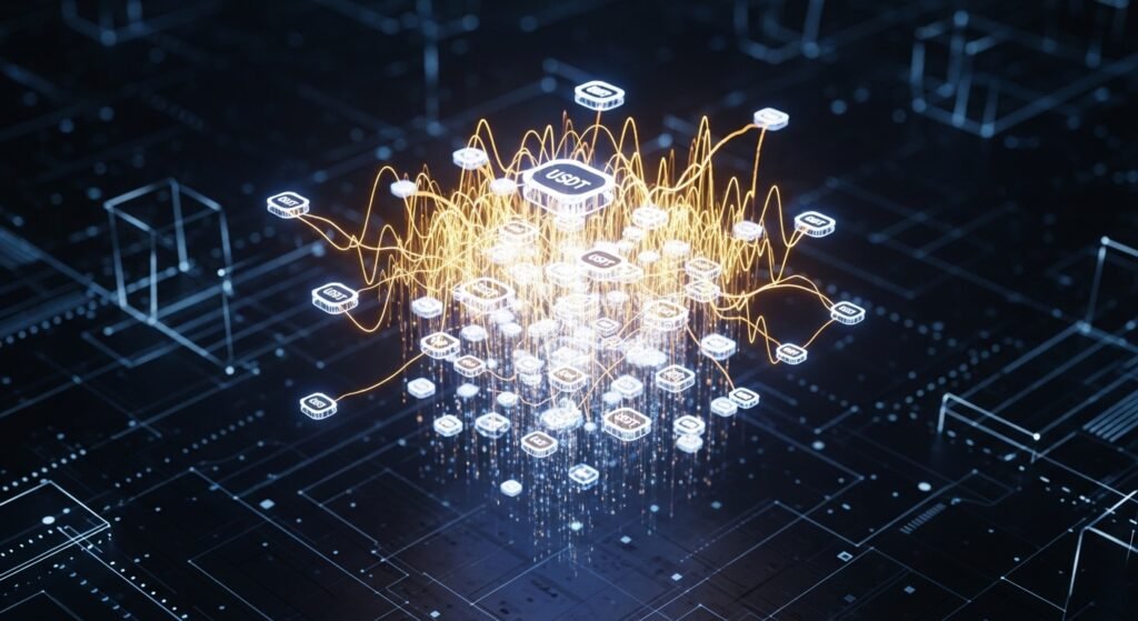 탈중앙화 거래소 내 USDT 유동성 풀의 실시간 데이터 흐름도